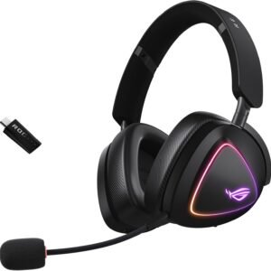 ASUS ROG Delta II Wireless Gaming Headset (50mm Titanium Drivers, ROG SpeedNova, 10mm Super-Wideband Mic, 153-HR Battery, DualFlow Audio, BT, 2.4GHz, 3.5mm, For PC, Switch, PS4, PS5, Xbox) - Black
