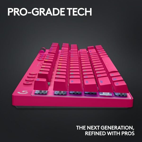 Logitech G PRO X TKL LIGHTSPEED Wireless Gaming Keyboard, Ultra Portable Tenkeyless Design, LIGHTSYNC RGB, Tactile Switches (GX Brown), QWERTY UK English Layout, Magenta - Image 9