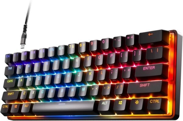 SteelSeries Apex Pro Mini - HyperMagnetic Gaming Keyboard - World’s Fastest Keyboard - Adjustable Actuation - Compact 60% Form Factor - RGB – PBT Keycaps - USB-C​ - English QWERTY Layout - 60%