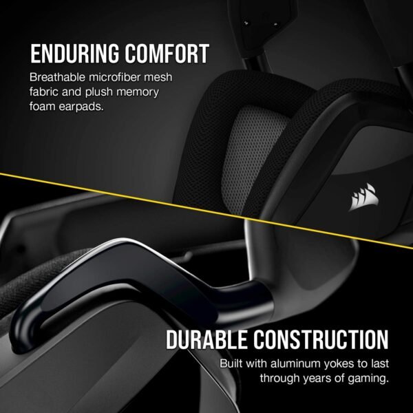 CORSAIR VOID RGB ELITE Wireless Gaming Headset – 7.1 Surround Sound – Omni-Directional Microphone – Microfiber Mesh Earpads – Up to 40ft Range – iCUE Compatible – PC, Mac, PS5, PS4 – Carbon - Image 4