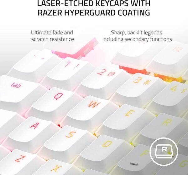 Razer DeathStalker V2 Pro Tenkeyless (Red Switch) - Wireless Low-Profile Optical Gaming Keyboard (Linear Optical Switches, HyperSpeed Wireless, Bluetooth 5.0) US Layout | White - Image 6