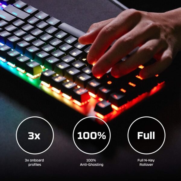 HyperX Alloy Origins Core – Tenkeyless Mechanical Gaming Keyboard – Software Controlled Light & Macro Customization – Compact Form Factor – Clicky Switch – HyperX Blue – RGB LED Backlit - Image 6