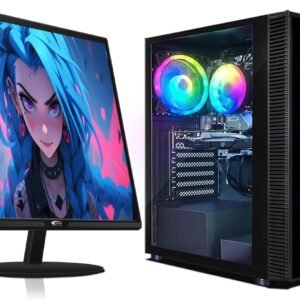 STGsivir Gaming PC Bundle, Gaming Computer Desktop, AMD 3000G 3.5GHz, RX 580 16GB, 16GB RAM, 512GB SSD, 600M WiFi, BT 5.0, Windows 11, 24" Monitor