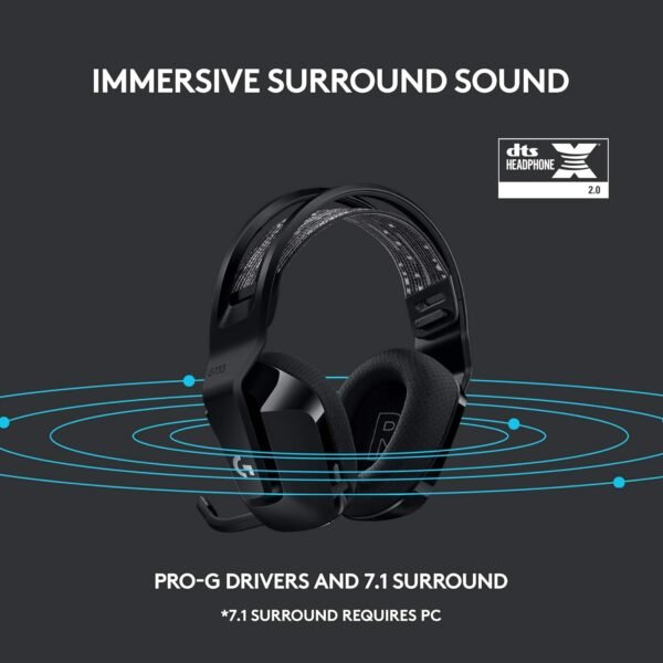 Logitech G G733 LIGHTSPEED Wireless Gaming Headset with suspension headband, LIGHTSYNC RGB, Blue VO!CE mic technology and PRO-G audio drivers, Lightweight, 29 Hour battery life, 20m range - Black - Image 11