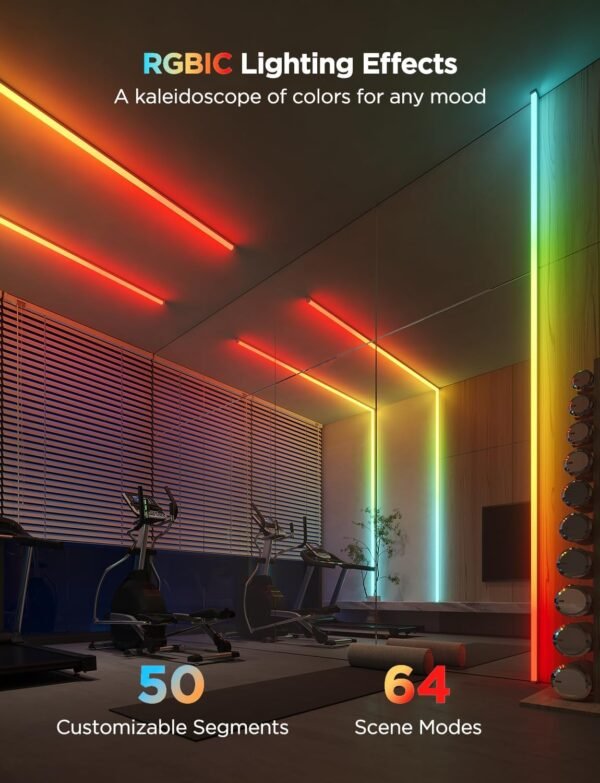 Govee RGBIC LED Strip Light with Covers, 5M Glide Wall Light Work with Alexa & Google Assistant, LED Profile with Strip for Bedroom, Skirting, Cabinet - Image 5