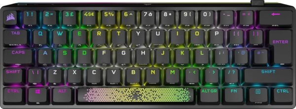 CORSAIR K70 PRO MINI WIRELESS RGB 60% Mechanical Gaming Keyboard – Swappable CHERRY MX RED Switches – PBT Double-Shot Keycaps – iCUE Compatible – PC, Mac, PS5, PS4, Xbox – QWERTY UK – Black
