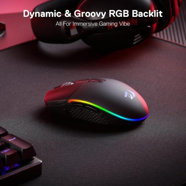 Redragon M719 Pro Wireless Optical Gaming Mouse, 8 Programmable Buttons, RGB Backlit, 10,000 DPI, Ergonomic PC Computer Gaming Mice with Fire Button - Image 6
