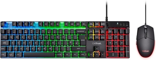 Trust Gaming Keyboard and Mouse Set GXT 838 Azor - Keyboard with QWERTY UK Layout, LED illumination, 8 Key Anti-Ghosting, 12 Multimedia Keys, 800–3000 DPI - Black - Image 2