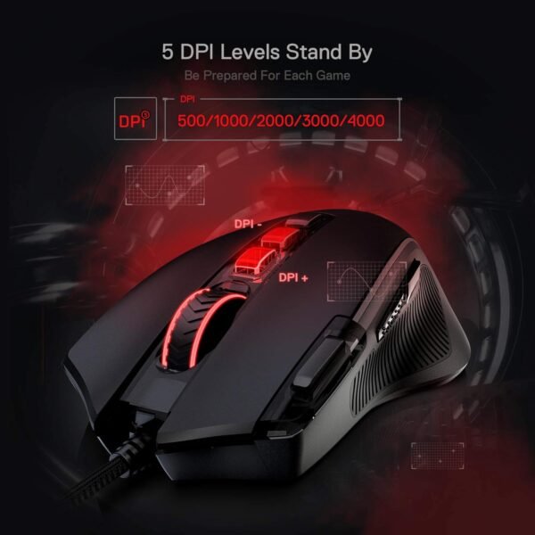 Redragon M612 Predator RGB Gaming Mouse, 8000 DPI Wired Optical Gamer Mouse with 11 Programmable Buttons & 5 Backlit Modes, Software Supports DIY Keybinds Rapid Fire Button - Image 6