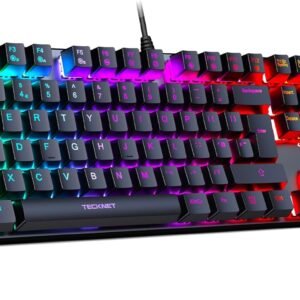 TECKNET Mechanical Gaming Keyboard - Red Switches Mechanical Keyboard with 109 Keys, 24 LED Lighting Modes, Fully Programmable Keys & Anti-Ghosting for Gaming, PC, Windows, Gamer, Office, UK Layout