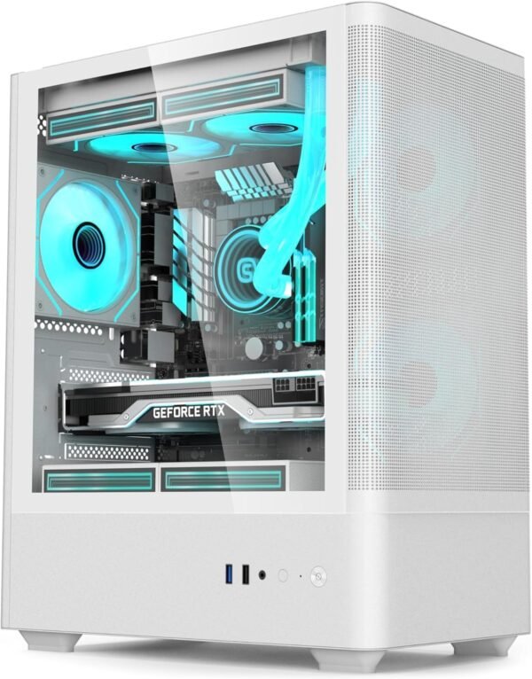 IONZ Gaming PC - AMD Ryzen 5 5500, Nvidia RTX 3050, 16GB RAM, 500GB NVMe SSD, Windows 11, 500W 80+ PSU, WiFi, Spin Mesh - White - Image 3