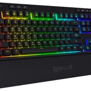 Redragon K512 Shiva RGB Backlit Membrane Gaming Keyboard US-Layout with Multimedia Keys, Linear Mechanical-Feel Switch, 6 Extra On-Board Macro Keys, Dedicated Media Control, Detachable Wrist Rest