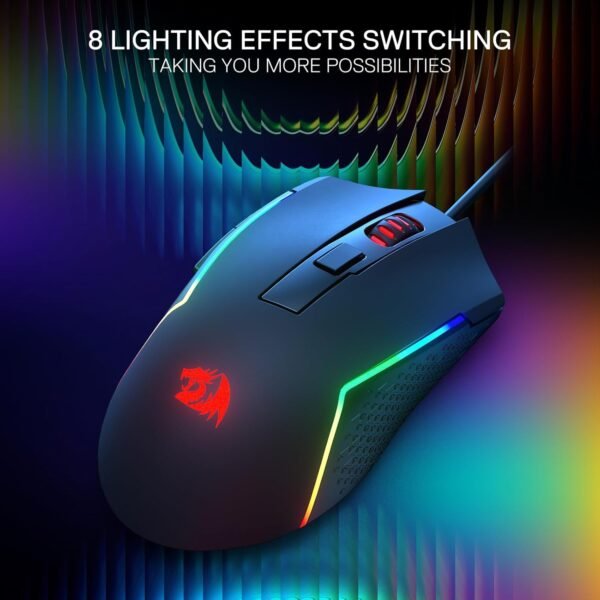 Redragon M616 RGB Gaming Mouse, 10000 DPI Wired Optical Gamer Mouse with 6 Programmable Buttons & 8 Backlit Modes, Software Supports DIY Keybinds - Image 4