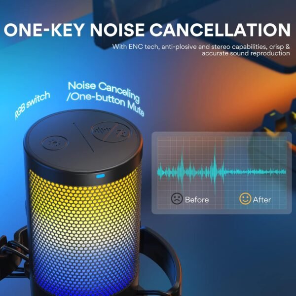 MAONO USB Microphone for PC, RGB Gaming Mic with Mute Button, Noise Cancellation Condenser Microphone with Gain knob for Streaming, Podcast, Recording, Chat, Compatible with PS5/PS4/Mac, DGM20 - Image 10