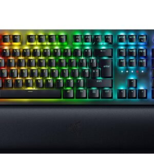 Razer Huntsman V2 (Red Switch) - Optical Gaming Keyboard with Near-Zero Input Latency (Linear Optical Switches Gen-2, Doubleshot PBT Keycaps, Ergonomic Wrist Rest) UK Layout | Black