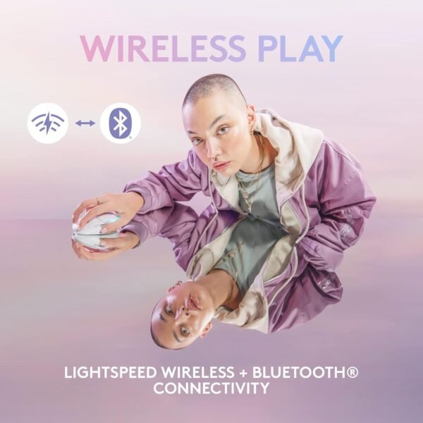 Logitech G G705 Wireless Gaming Mouse, Customisable LIGHTSYNC RGB Lighting, LIGHTSPEED Wireless, Bluetooth Connectivity, Lightweight, PC/Mac/Laptop - White Mist - Image 3