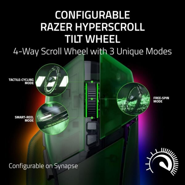 Razer Basilisk V3 Pro 35K Phantom Green Edition - Fully Customizable Wireless Ergonomic RGB Gaming Mouse (4-Way Scroll Wheel, Optical 35K DPI Sensor, 13 Customizable Buttons) Phantom Green - Image 2