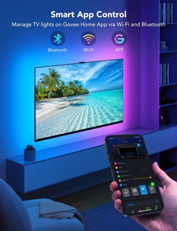 Govee LED TV Backlight 4.6M, RGBIC LED Strip Light for 70-80 inch TVs, Intelligent Lights with Bluetooth and Wi-Fi, Works with Alexa & Google Assistant, Music Sync, 99+ Scene Modes, Adapter Power - Image 6