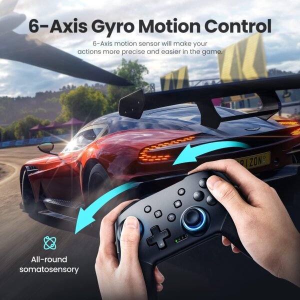 VOYEE Wireless Switch Controllers, Pro Controller for Lite/OLED/Windows PC, One-Key Pairing Gamepad with 9-Color RGB LEDs 1000mAh Battery 6-Axis Motion Wake Up Function - Image 3