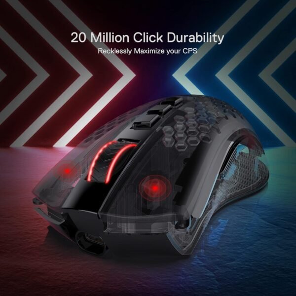Redragon Wireless Gaming Mouse, M808 Honeycomb Shell Computer Mouse, 16,000 Adjustable DPI, Optical Mice, 7 Programmable Buttons, Ergonomic Mouse, Rechargeable Lightweight Mice for Laptop PC/Mac - Image 5