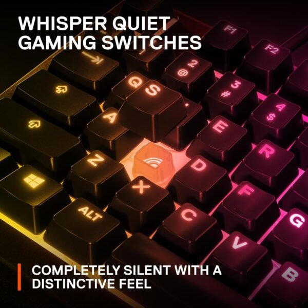 SteelSeries Apex 3 TKL - RGB Gaming Keyboard - Tenkeyless Compact Esports Form Factor - 8-Zone RGB Illumination - IP32 Water & Dust Resistant - English QWERTY Layout , Black - Image 4