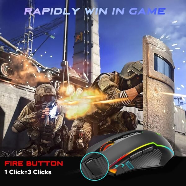 Redragon Gaming Mouse, RGB Gaming Mouse Wired with 9 Programmable Macro Buttons, Chroma RGB Backlit, 8000 DPI Adjustable, PC Gaming Mice with Fire Button for Windows/Mac, Black, M910-K - Image 5