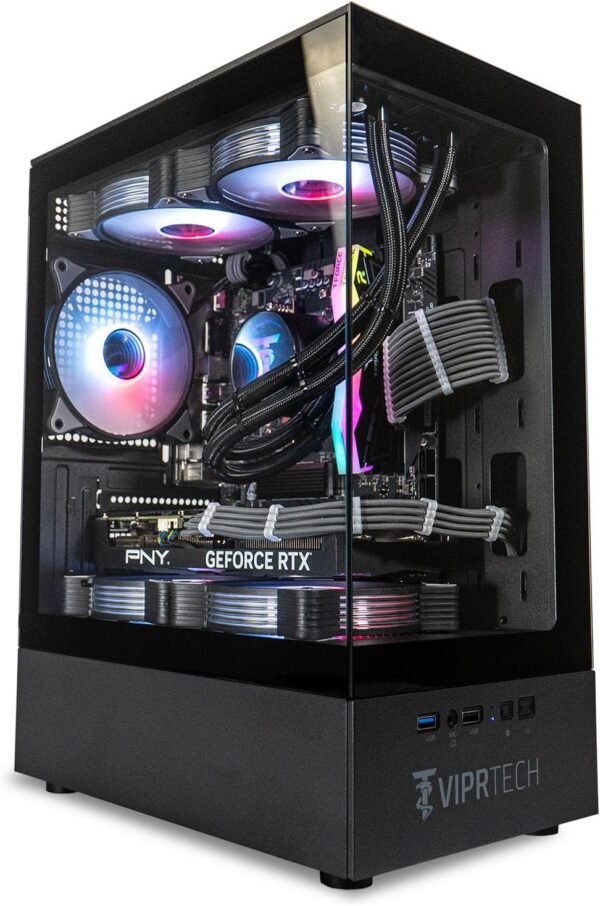 ViprTech Reaper 3.0 Liquid-Cooled PC - AMD Ryzen 7 7700 (5.3Ghz Turbo), RTX 4070 Super 12GB, 32GB DDR5 6400, 2TB NVMe SSD, 800W Gold, VR-Ready, WiFi BT, Win 11, Gaming Desktop Computer Black - Image 7