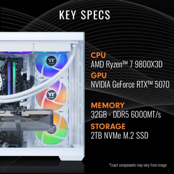 Thermaltake LCGS View 9870S-380 Gaming Desktop (AMD Ryzen™ 7 9800X3D, ToughRam 32GB DDR5 6000MT/s RGB Memory, NVIDIA® GeForce RTX™ 5070, 2TB NVMe M.2, WiFi, Windows 11) V38S-B850-570-LCS - Image 2