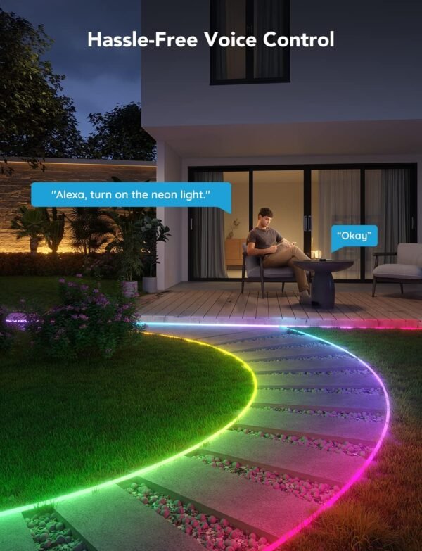 Govee Outdoor Neon LED Strip 10M, RGBIC LED Strip mit with 64+ Scenes, Music Sync, Works with Alexa Google Assistant, IP67 Waterproof Ground Lights Neon Strip for Garden Yards Walls Pathway - Image 5