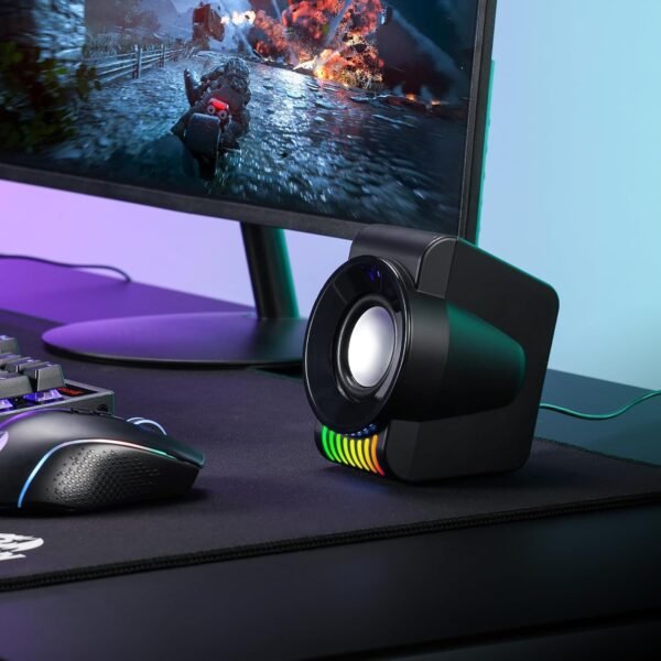 Redragon GS514 PC Gaming Speaker, 2.0 Channel Stereo Desktop Computer Speaker with Dynamic RGB, Quality Bass and Crystal Clear Sound, USB Powered with a 3.5mm Connector - Image 5