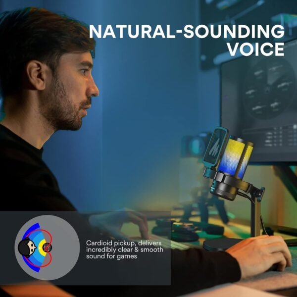 MAONO USB Microphone for PC, RGB Gaming Mic with Mute Button, Noise Cancellation Condenser Microphone with Gain knob for Streaming, Podcast, Recording, Chat, Compatible with PS5/PS4/Mac, DGM20 - Image 13