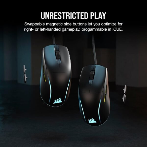 Corsair M75 Wired RGB Lightweight FPS Gaming Mouse – 26,000 DPI – Swappable Side Buttons – PC – Black - Image 4
