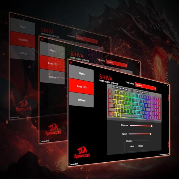 Redragon K515 SHIVA RGB Membrane Gaming Keyboard, 98 Keys Mechanical-Feel Keyboard w/Smooth Linear Switch, On-Board Macro & Dedicated Multimedia Keys, Detachable Wrist Rest, Software Supported - Image 5