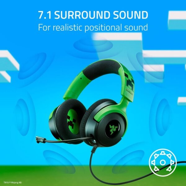 Razer Kraken V4 X Wired Gaming Headset: 40 mm Drivers - Cardioid Mic - Memory Foam Cushions - Chroma RGB Lighting - Type C & Type A Cable - for PC, Mac, PS5, Nintendo Switch - Minecraft Edition - Image 5