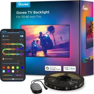 Govee LED TV Backlight 4.6M, RGBIC LED Strip Light for 70-80 inch TVs, Intelligent Lights with Bluetooth and Wi-Fi, Works with Alexa & Google Assistant, Music Sync, 99+ Scene Modes, Adapter Power