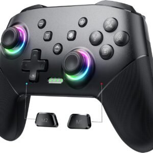 VOYEE Wireless Switch Controllers, Pro Controller for Lite/OLED/Windows PC, One-Key Pairing Gamepad with 9-Color RGB LEDs 1000mAh Battery 6-Axis Motion Wake Up Function