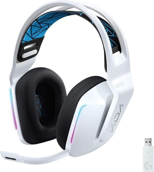 Logitech G 733 K/DA Wireless Gaming Headphones,LIGHTSPEED,RGB LIGHTSYNC,Blue VO!CE Microphone Technology,29 Hours Battery,DTS Headphone:X 2.0 Technology,PC - LOL Edition - White