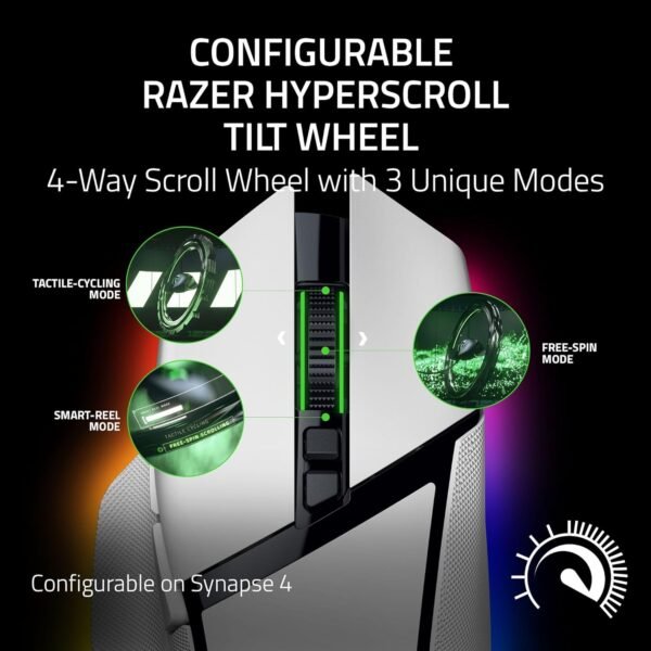 Razer Basilisk V3 Pro 35K - Fully Customizable Wireless Ergonomic Gaming Mouse with Chroma RGB - 35K Optical Sensor (Configurable Tilt Wheel, 1K Hz Polling Rate, 13 Customizable Controls) White - Image 2