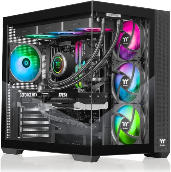 Thermaltake LCGS View 9880-380 Gaming Desktop (AMD Ryzen™ 7 9800X3D, ToughRam 32GB DDR5 6400MT/s RGB Memory, NVIDIA® GeForce RTX™ 5080, 1TB NVMe M.2, WiFi, Windows 11) V38B-B850-580-LCS