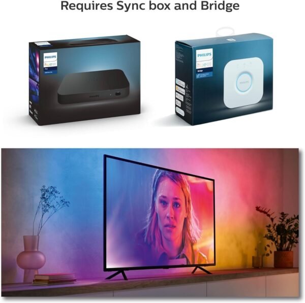 Philips Hue Gradient Lightstrip for 55 Inch TVs, Sync with Media and Gaming Smart Entertainment LED Lighting with Voice Control, Compatible with Alexa, Google Assistant (Packaging may vary) - Image 7