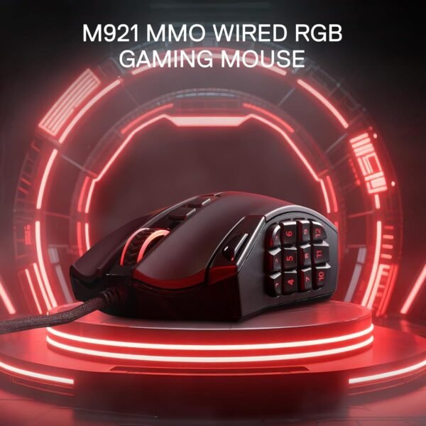 Redragon M921 MMO Gaming Mouse, 12400 DPI High Precision Wired RGB Mice w/18 Programmable Buttons, 12 Side Macro Keys, Software Supports for PC Laptop - Image 7