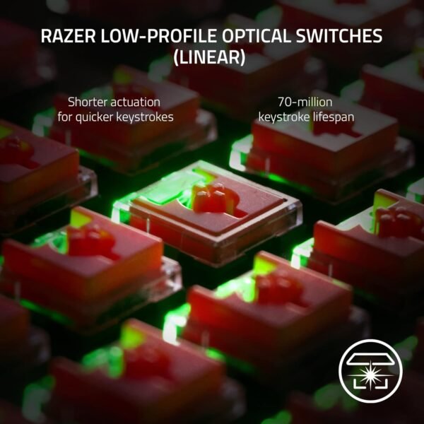 Razer DeathStalker V2 Pro Tenkeyless (Red Switch) - Wireless Low-Profile Optical Gaming Keyboard (Linear Optical Switches, HyperSpeed Wireless, Bluetooth 5.0) US Layout | White - Image 2