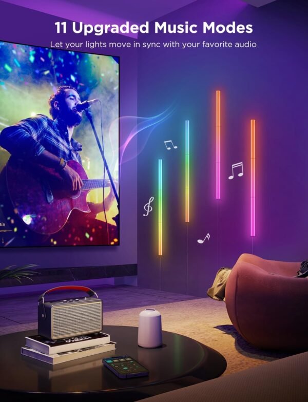 Govee LED RGBIC Glide Wall Lights Smart, Works with Alexa and Google Assistant, Intelligent Lively Illumination for Gaming Room, Music Sync and Dynamic Scenes, 6 pcs - Image 5