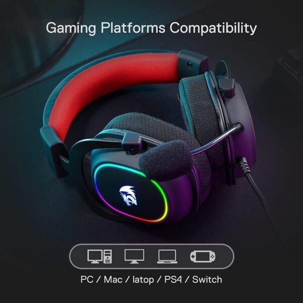 Redragon H510 Zeus-X RGB Wired Gaming Headset - 7.1 Surround Sound - 53MM Audio Drivers in Memory Foam Ear Pads w/Durable Fabric Cover- Multi Platforms Headphone - USB Powered for PC/PS4/NS - Image 7