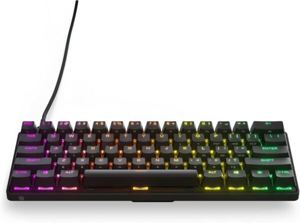 SteelSeries Apex Pro Mini - HyperMagnetic Gaming Keyboard - World’s Fastest Keyboard - Adjustable Actuation - Compact 60% Form Factor - RGB – PBT Keycaps - USB-C​ - English QWERTY Layout - 60% - Image 8