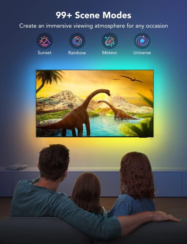 Govee LED TV Backlight 4.6M, RGBIC LED Strip Light for 70-80 inch TVs, Intelligent Lights with Bluetooth and Wi-Fi, Works with Alexa & Google Assistant, Music Sync, 99+ Scene Modes, Adapter Power - Image 2