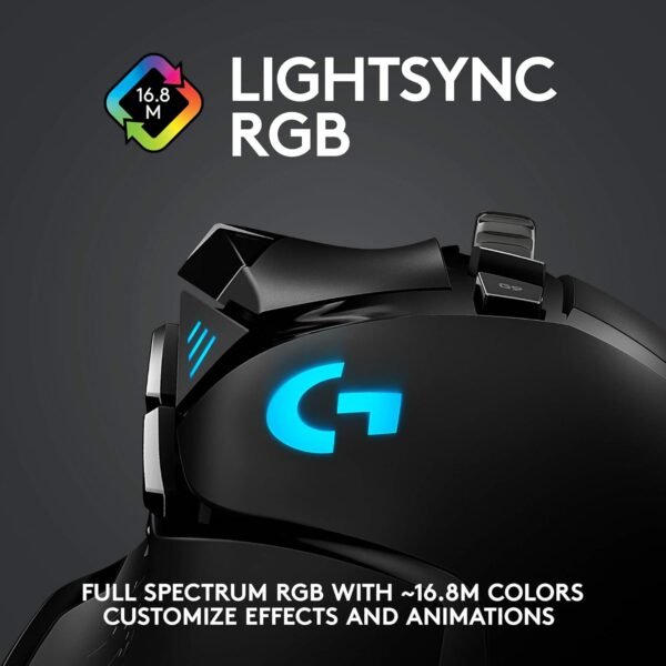 Logitech G502 LIGHTSPEED Wireless Gaming Mouse, HERO 25K Sensor, 25,600 DPI, RGB, Adjustable Weights, 11 Programmable Buttons, Long Battery Life, On-Board Memory, PC / Mac - Image 8