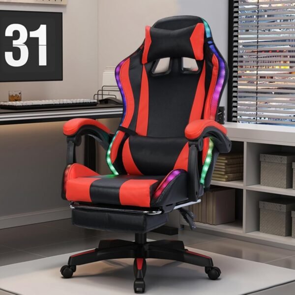 Ergonomic Gaming Chair with Function RGB Light Footrest Lumbar Support Height Adjustable High Back Computer Chair Swivel Office Chair for Adults Women Men - Image 5