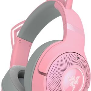 Razer Kraken Kitty V2 BT - Wireless Bluetooth RGB Headset with Kitty Ears (Bluetooth 5.2, TriForce 40 mm Drivers, Integrated Beamforming Noise-cancelling Mics, Up to 40 Hrs Battery Life) Quartz Pink
