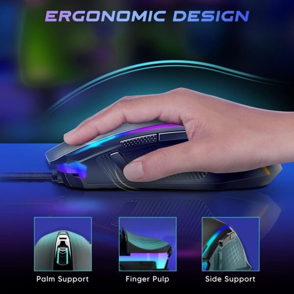 Redragon Gaming Mouse, RGB Gaming Mouse Wired with 9 Programmable Macro Buttons, Chroma RGB Backlit, 8000 DPI Adjustable, PC Gaming Mice with Fire Button for Windows/Mac, Black, M910-K - Image 8
